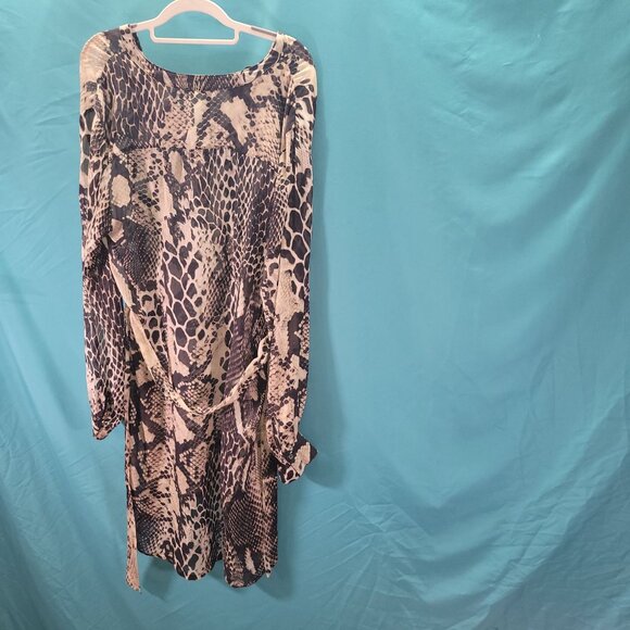 Tyler Kim Womens Snake Print Long Sleeve Dress Size L - Picture 10 of 13